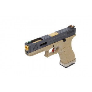 Страйкбольный пистолет WE Tech G Force G17 T6 GBB pistol (Black/ Tan/Silver) WE-G001WET-6